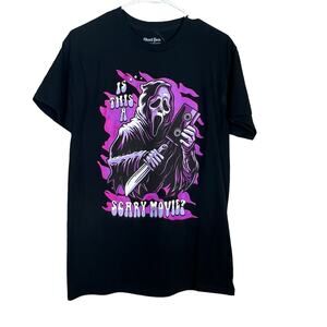 Ghostface Scream Scary Movie Graphic T-Shirt Black Purple Size M Horror